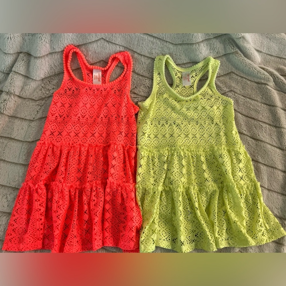 2 Cat & Jack Girls Bathing Suit Cover-up Dresses. Size XS 1 Yellow & 1 Orange